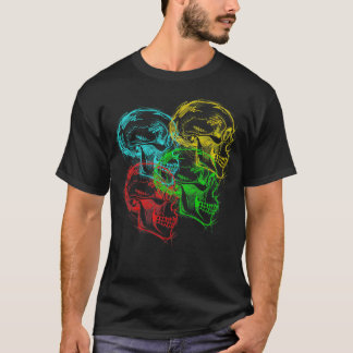 Camiseta Calaveras ilustrativas psicodélicas neonesas