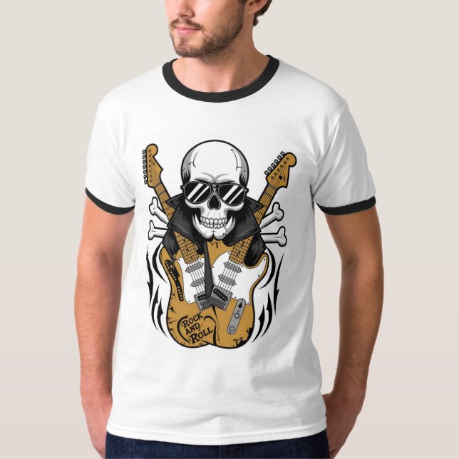 Camiseta Calaveras rocosas y gitares (Anverso)