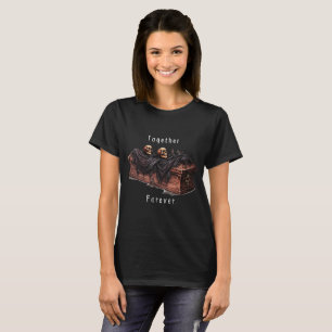 Camiseta Calaveras y Ataúd Negro Halloween Juntos Para Siem