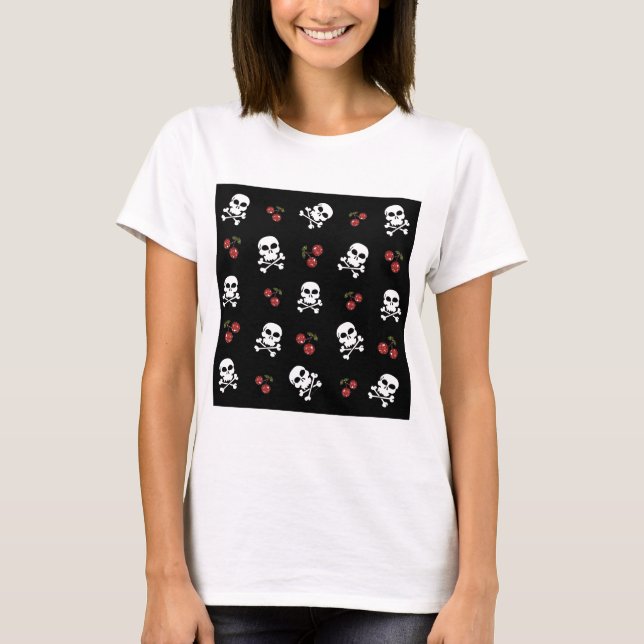 Camiseta Calaveras y cerezas rocosas de RAB en negro (Anverso)