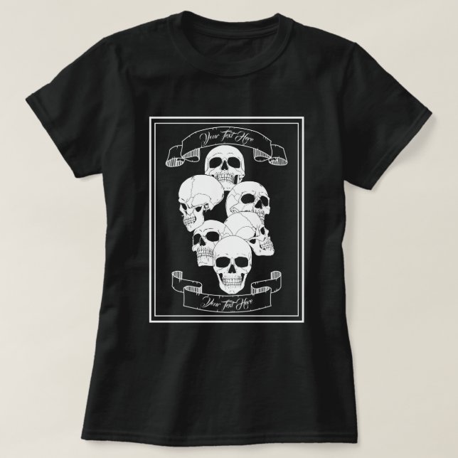 Camiseta Calaveras y Estandartes con Texto Personalizable N (Diseño del anverso)