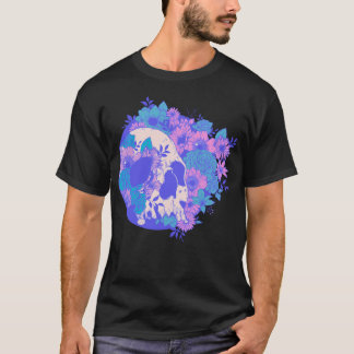 Camiseta Calaveras Y Flores De Color Rosa Y Púrpura - Gótic