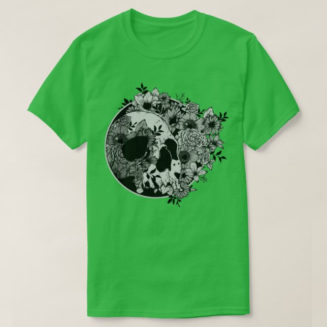 Camiseta Calaveras y flores oscuras (Diseño del anverso)