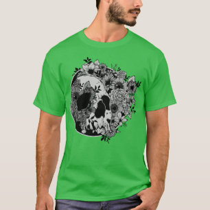 Camiseta Calaveras y flores oscuras