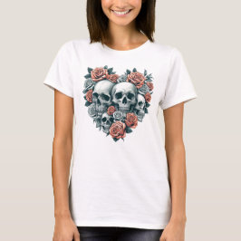 Camiseta Calaveras y Rosas Corazón