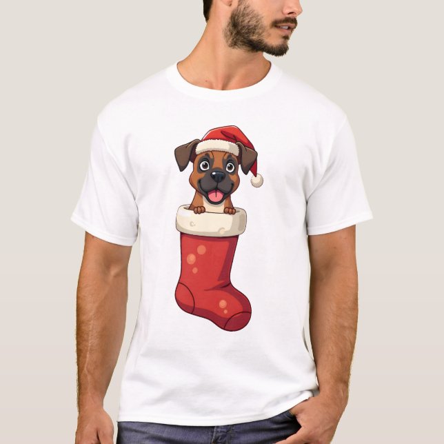 Camiseta Calcetín de Navidad de Boxer (Anverso)