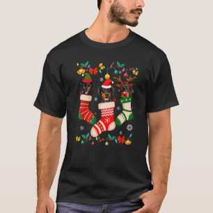 Camiseta Calcetín de Navidad Doberman Santa Reno ELF Do