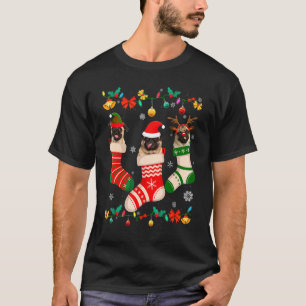 Camiseta Calcetín de Pug de Navidad Reno Santa ELF Perro