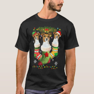 Camiseta Calcetines de Navidad de Jack Russell Luz del árbo