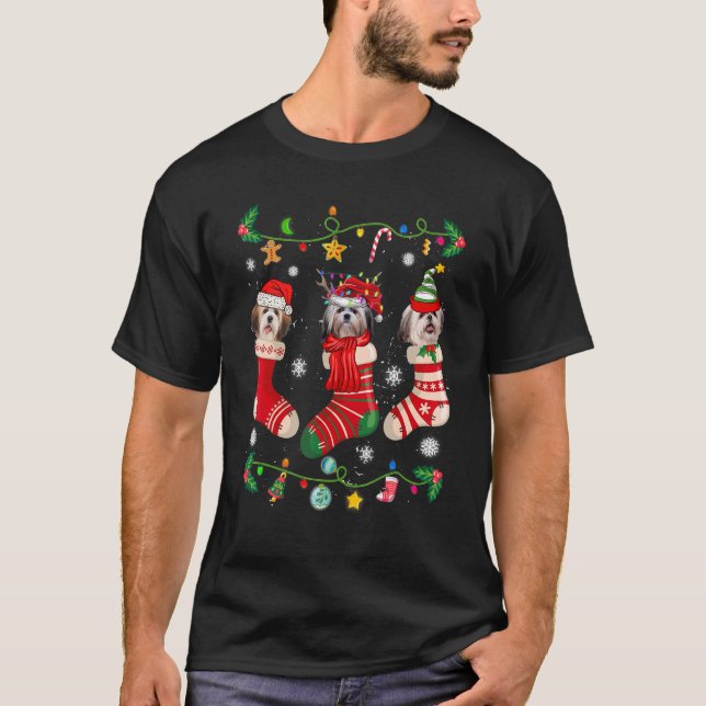 Camiseta Calcetines de Navidad para Shih Tzu perro de Navid (Anverso)