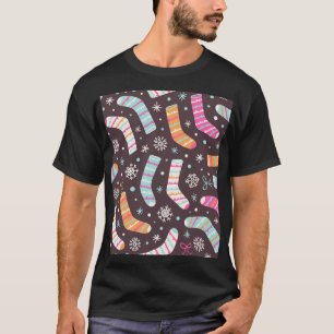 Camiseta Calcetines de navidad y copos de nieve: patrón vin