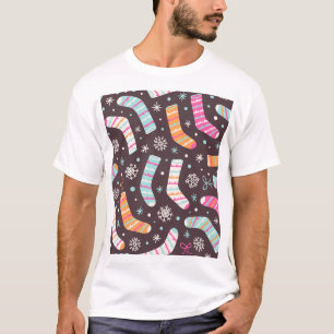 Camiseta Calcetines de navidad y copos de nieve: patrón vin