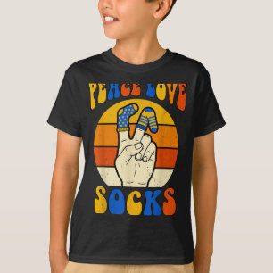 Camiseta Calcetines retro paz amor trisomía 21 conciencia t