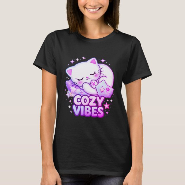 Camiseta Calcomanía de gato con ambiente acogedor | Gato li (Anverso)