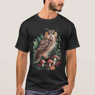 Camiseta Calcomanía de hongo estética Cottagecore de búho v