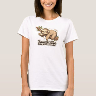 Camiseta Calcomanía de perezoso que actualmente evita respo