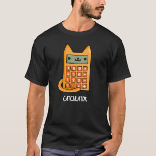 Camiseta Calculadora divertida para el gato Pun Dark BG