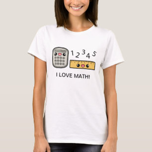 Camiseta Calculadora y regla linda amo las matemáticas