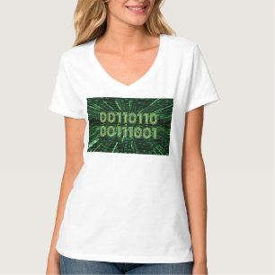 Camiseta Cálculo verde vibrante del código binario 69 de Sl