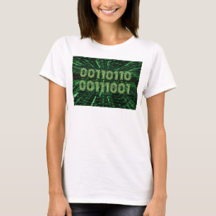 Camiseta Cálculo verde vibrante del código binario 69 de Sl