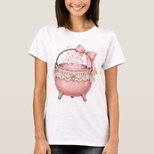 Camiseta Caldero Coqueto con Lazo Rosa