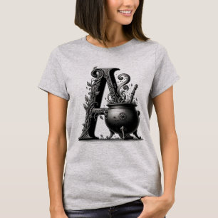 Camiseta Caldero de Bruja Letra A Inicial Personalizada 