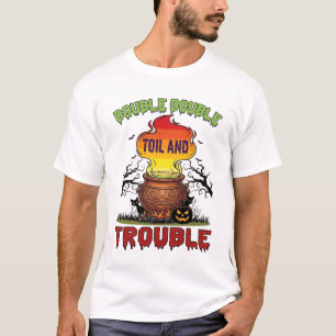 Camiseta Caldero de Doble Trabajo Problema Halloween Gato N
