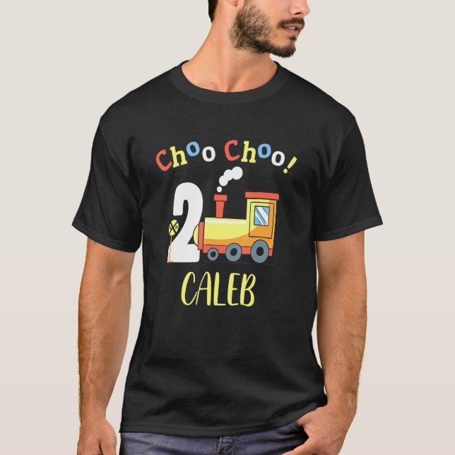 Camiseta Caleb Choo Choo Dos Tren Segundo Cumpleaños Turno  (Anverso)