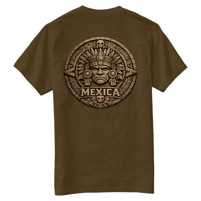 Camiseta Calendario Azteca - Golpe en la espalda  (Aztec Calendar - Back hit T-Shirt)