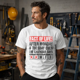 Camiseta Calendario de Hechos de la Vida Dice Humor WTF