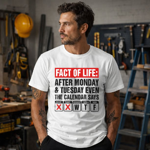 Camiseta Calendario de Hechos de la Vida Dice Humor WTF