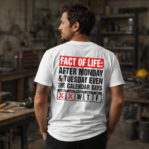 Camiseta Calendario de Hechos de la Vida Dice Humor WTF