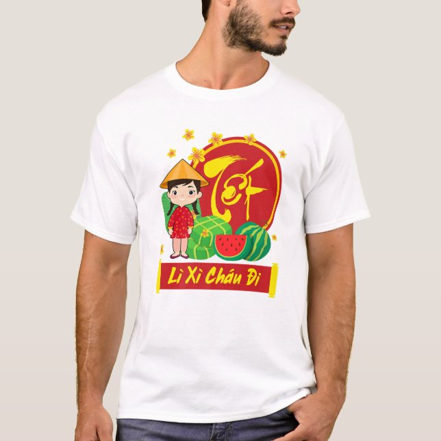 Camiseta Calendario Lunar Vietnamita 2022 | Chicas Li Xi Me (Anverso)