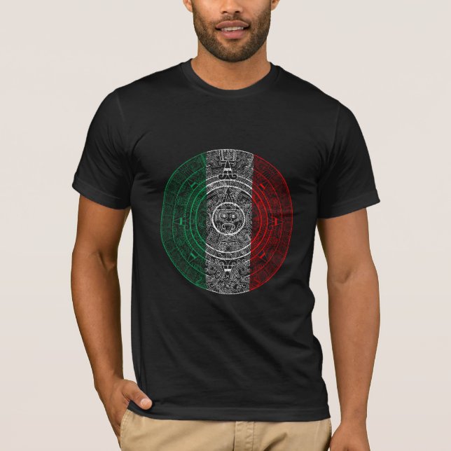 Camiseta Calendario mexicano azteca arte de bandera mexican (Anverso)