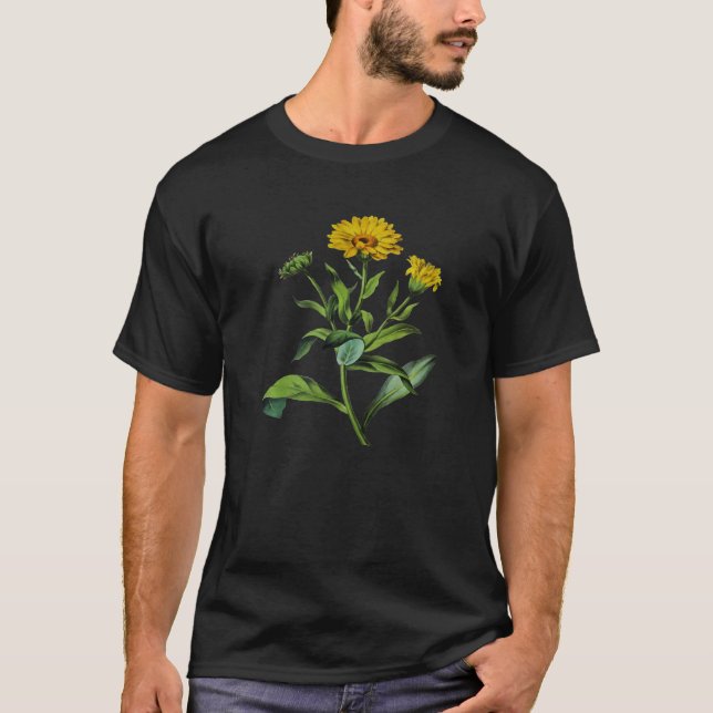 Camiseta Calendula officinalis Botanical Vector Cut Out (Anverso)