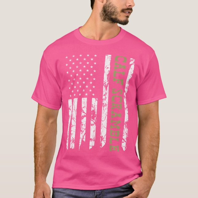 Camiseta Calf Scramble American Flag Patriotic Rodeo (Anverso)