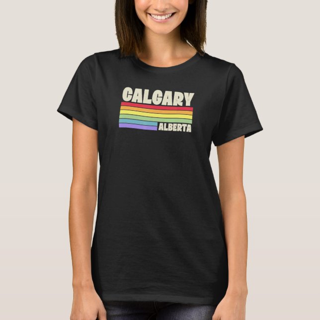 Camiseta Calgary Alberta Canadá Orgullo Gay Arcoiris Merch  (Anverso)