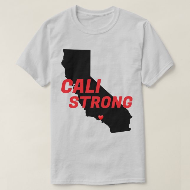 Camiseta CALI FUERTE Red Blk CA Sólido Corazón (Diseño del anverso)