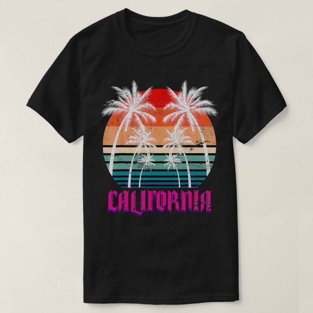 Camiseta Cali Summer Vacation Palm Trees CA Beach Retro Cal (Diseño del anverso)