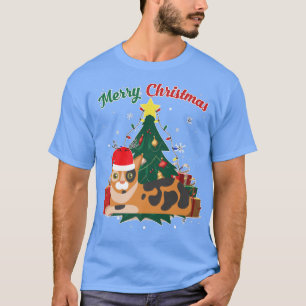 Camiseta Calico Cat Christmas Tree Snow Flakes Xmas Present