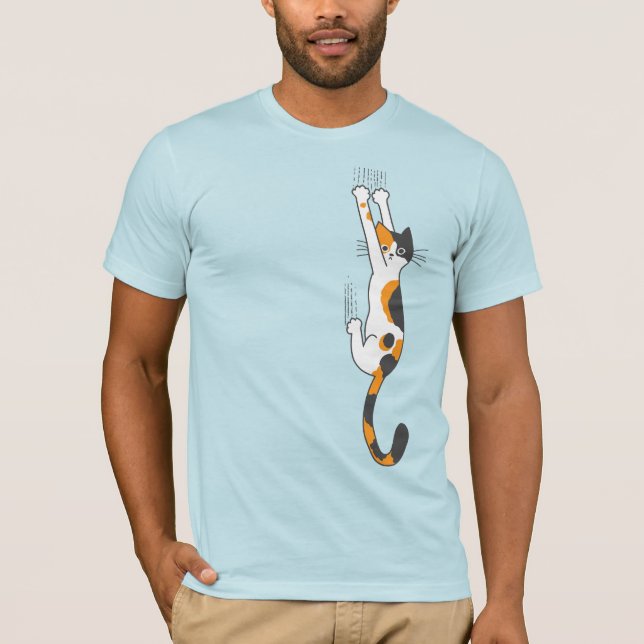 Camiseta Calico Cat Hanging On Funny Cat Lover's (Anverso)