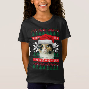 Camiseta Calico Cat Ugly Navidades Sweet Style Santa Hat
