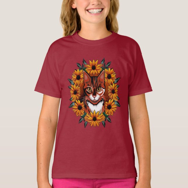 Camiseta Calico Cat With Black-eyed Susan Maryland State  (Anverso)