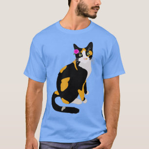 Camiseta Calico Cat With Pink Flower, Calico Mom, Cat Lover