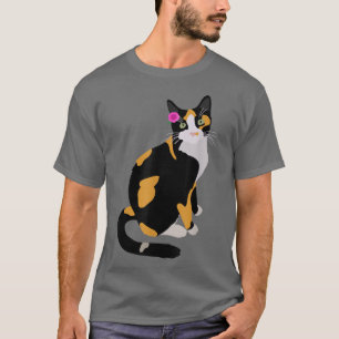 Camiseta Calico Cat With Pink Flower, Calico Mom, Cat Lover