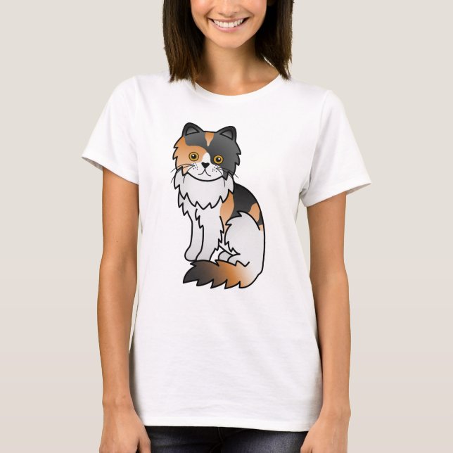 Camiseta Calico Persa Personalizado Ilustracion de gato (Anverso)