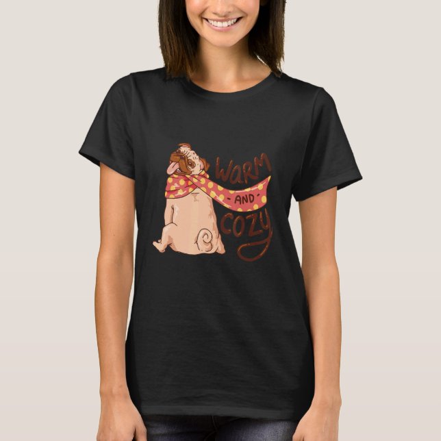 Camiseta Cálido Y Acogedor Perro Pug Cute (Anverso)