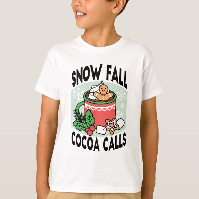 Camiseta Caliente con llamadas de cacao a la caída de la ni (Anverso)