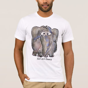 Camiseta caliente y pesada del elefante del dibujo