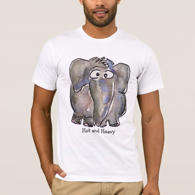 Camiseta caliente y pesada del elefante del dibujo (Anverso)